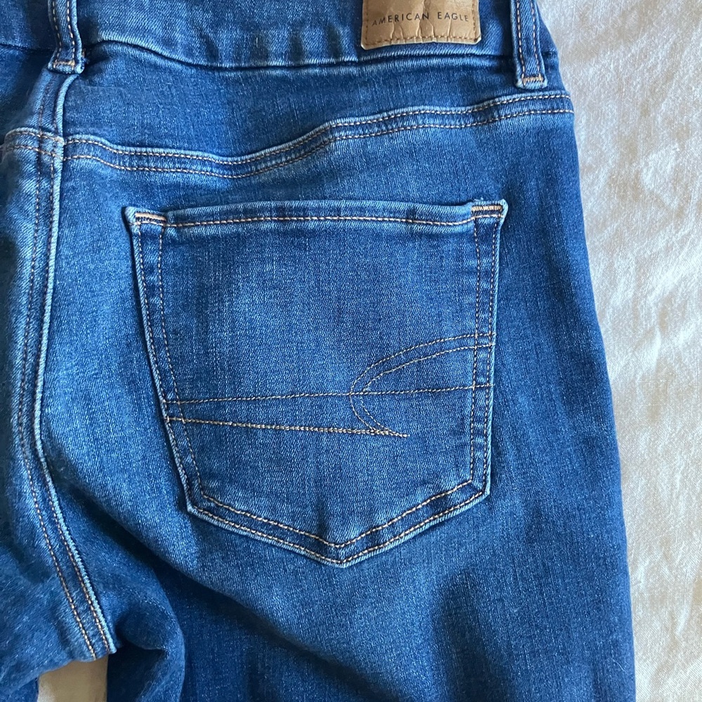 American Eagle Outfitters Curvy Kick Boot Dark Blue Flare Jeans